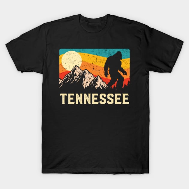 Tennessee Bigfoot Sasquatch Mountains Retro Hiking T-Shirt by TheBeardComic